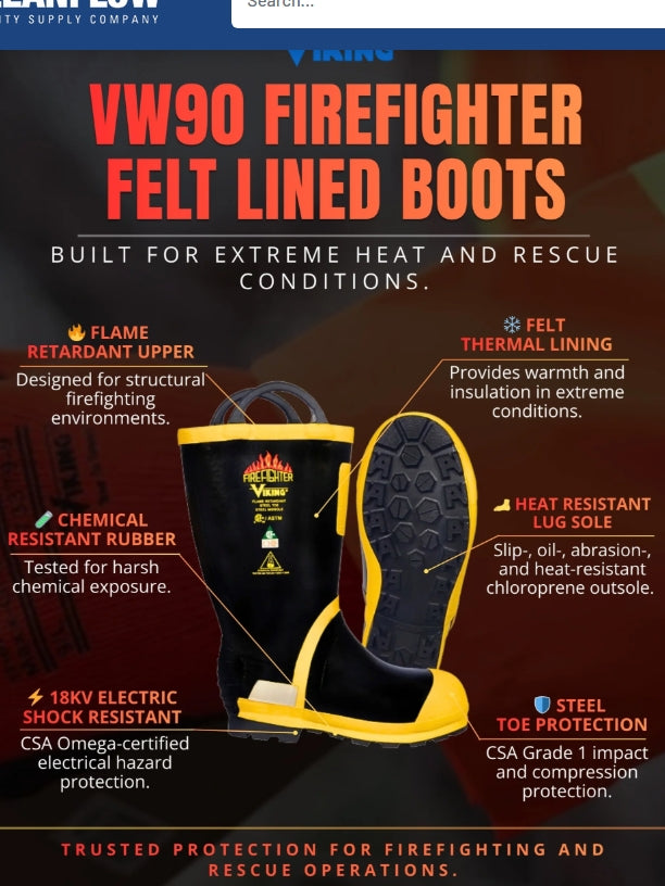 Viking Firefighter Felt Lined Boots-VW90
